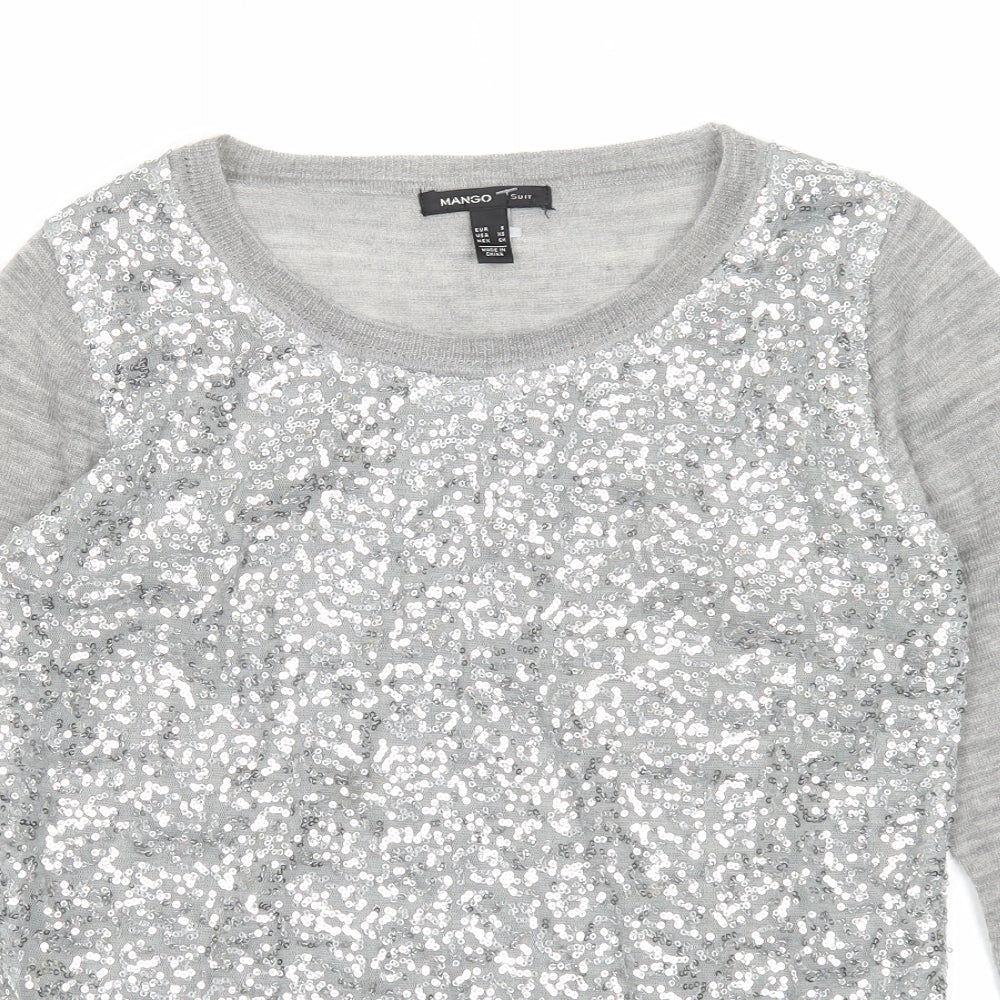 Womens UK Size S Mango Grey Pullover Jumper