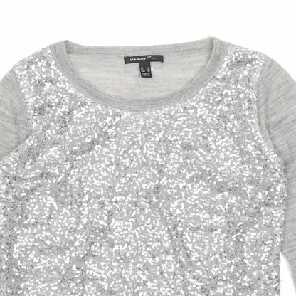 Womens UK Size S Mango Grey Pullover Jumper