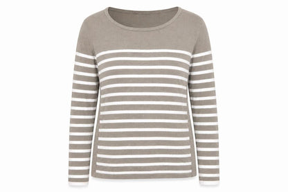Claudia Ciuti Womens Green Round Neck Striped Viscose Pullover Jumper Size S