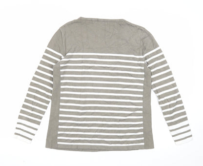 Claudia Ciuti Womens Green Round Neck Striped Viscose Pullover Jumper Size S