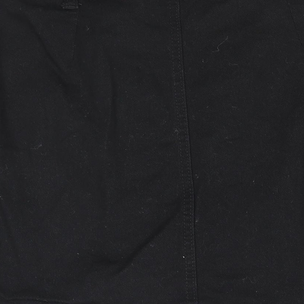 PRETTYLITTLETHING Womens Black Cotton Straight & Pencil Skirt Size 10 Button