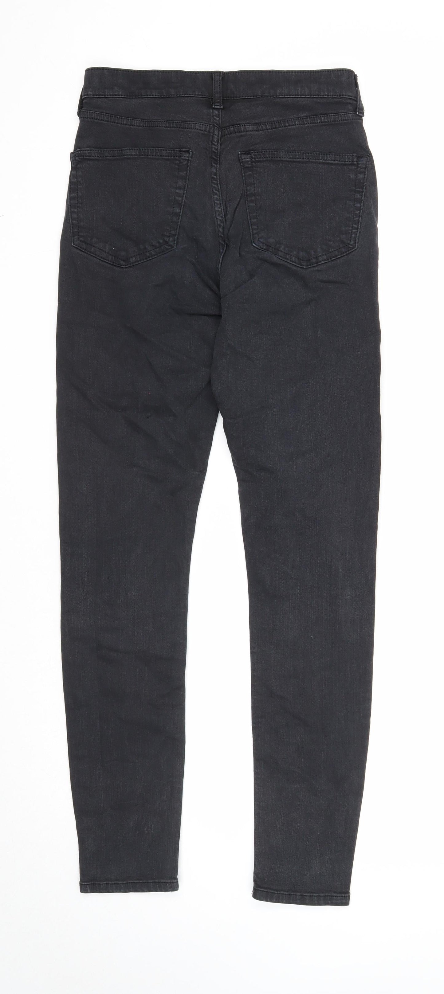 Topshop Womens Black Cotton Skinny Jeans Size 28 in Regular Zip