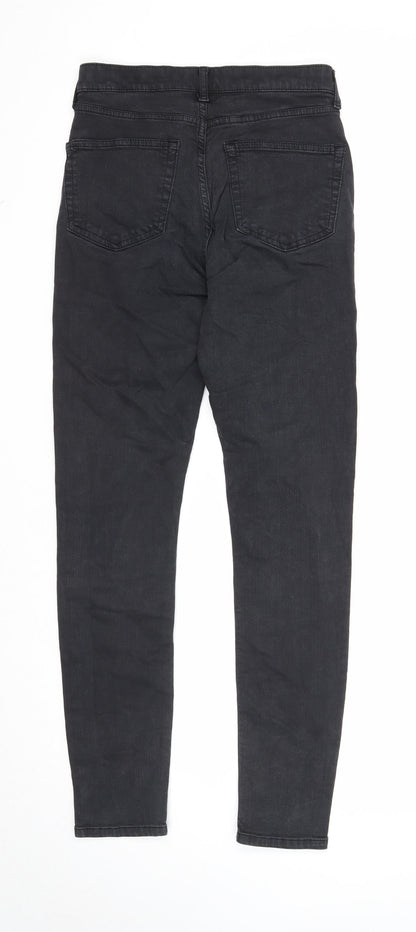 Topshop Womens Black Cotton Skinny Jeans Size 28 in Regular Zip