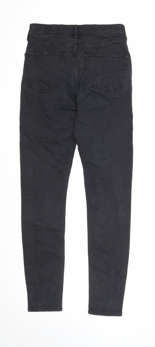 Topshop Womens Black Cotton Skinny Jeans Size 28 in Regular Zip