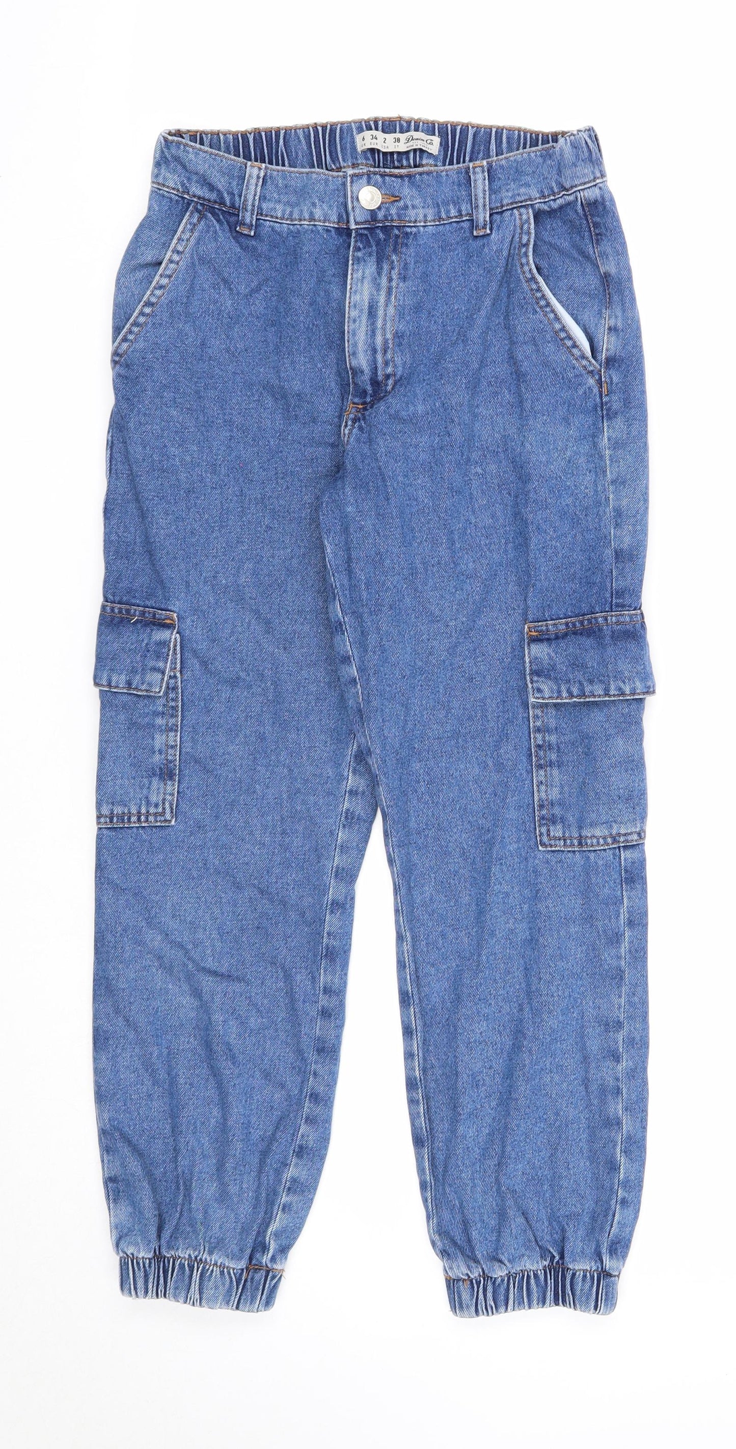 Denim & Co. Womens Blue Cotton Tapered Jeans Size 6 Regular Zip