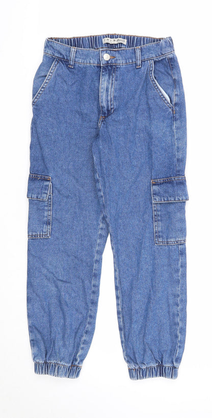 Denim & Co. Womens Blue Cotton Tapered Jeans Size 6 Regular Zip