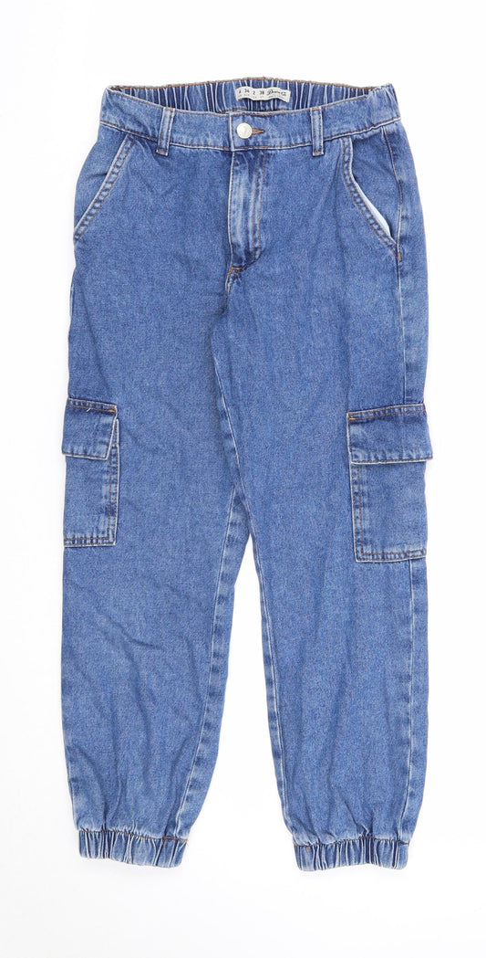 Denim & Co. Womens Blue Cotton Tapered Jeans Size 6 Regular Zip