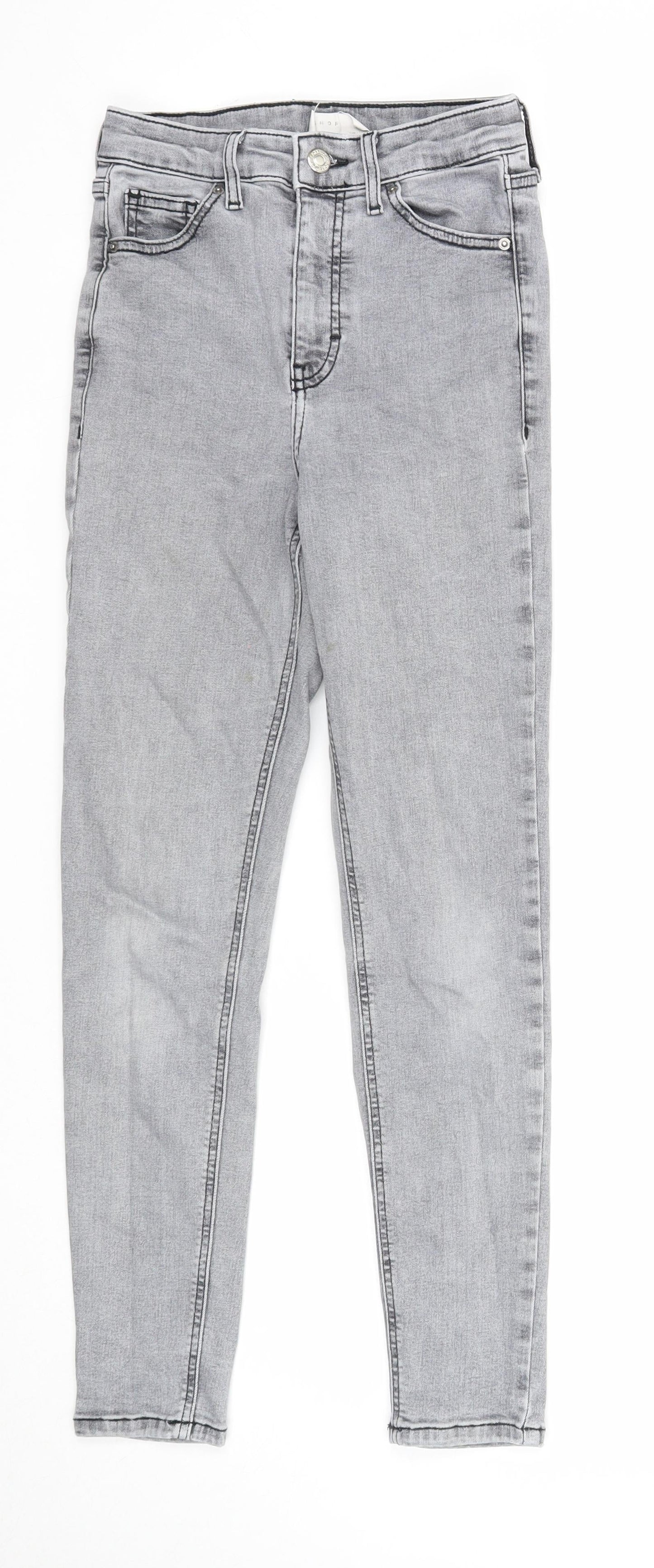 Topshop Womens Grey Cotton Skinny Jeans Size 28 in Regular Zip