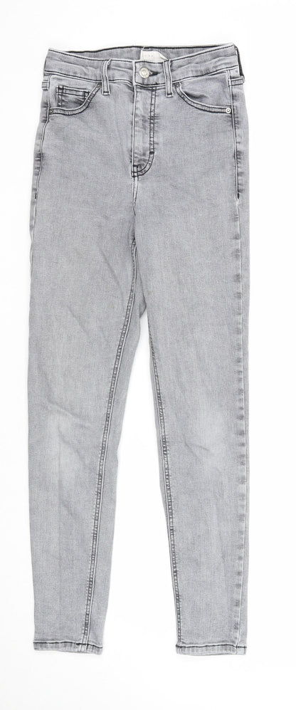 Topshop Womens Grey Cotton Skinny Jeans Size 28 in Regular Zip