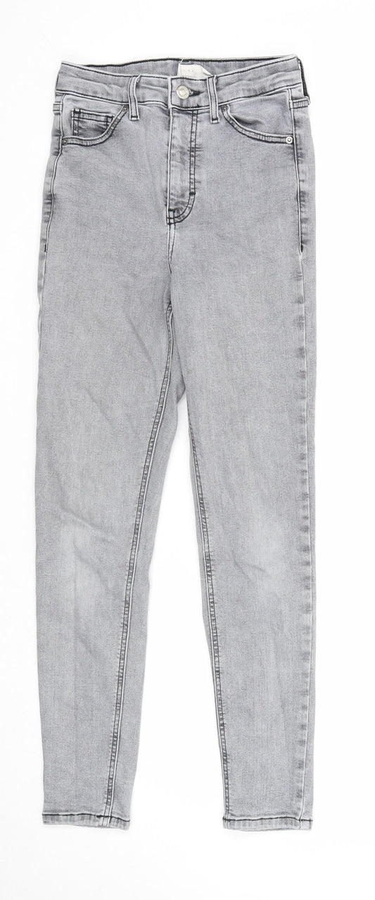 Topshop Womens Grey Cotton Skinny Jeans Size 28 in Regular Zip