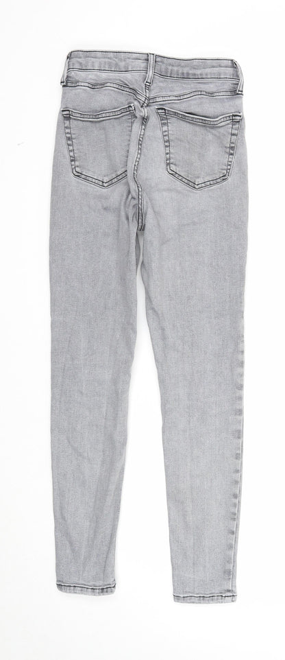 Topshop Womens Grey Cotton Skinny Jeans Size 28 in Regular Zip