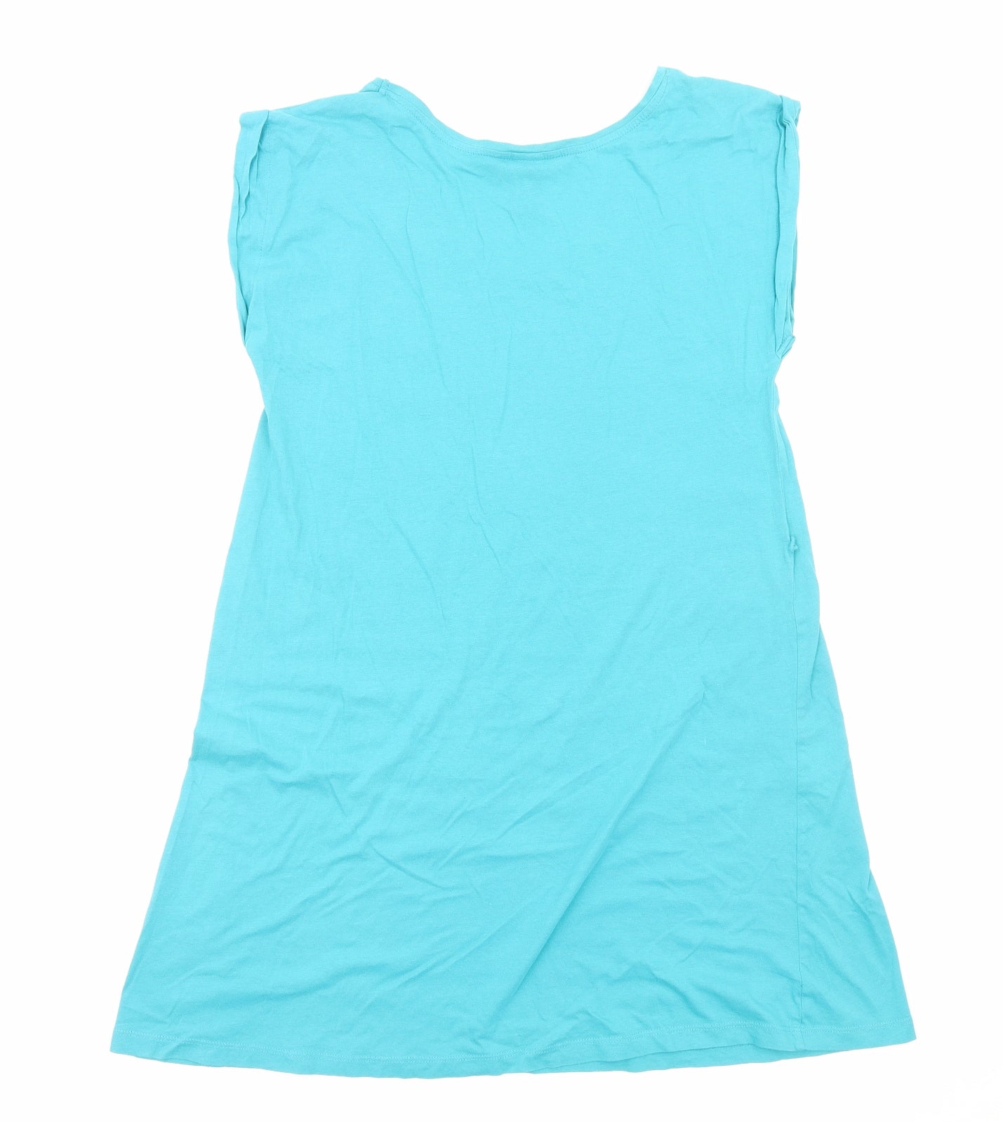 H&M Womens Blue Viscose T-Shirt Dress Size S Scoop Neck Pullover