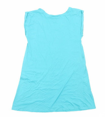 H&M Womens Blue Viscose T-Shirt Dress Size S Scoop Neck Pullover