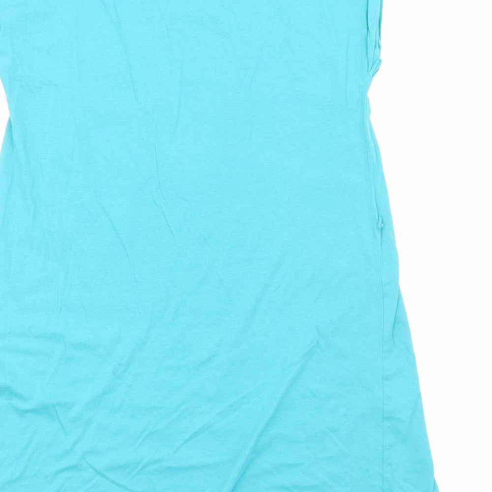 H&M Womens Blue Viscose T-Shirt Dress Size S Scoop Neck Pullover