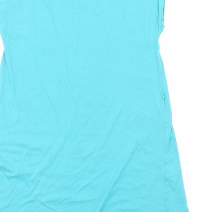 H&M Womens Blue Viscose T-Shirt Dress Size S Scoop Neck Pullover