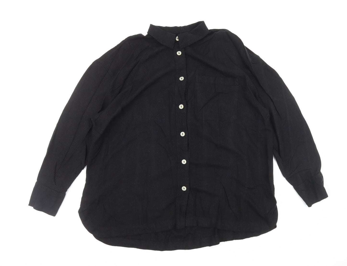Womens UK Size L Preworn Black Basic Button-Up