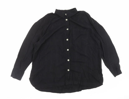 Womens UK Size L Preworn Black Basic Button-Up