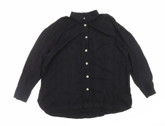 Womens UK Size L Preworn Black Basic Button-Up