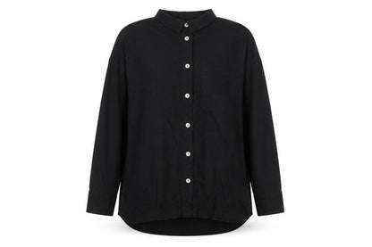 Womens UK Size L Preworn Black Basic Button-Up