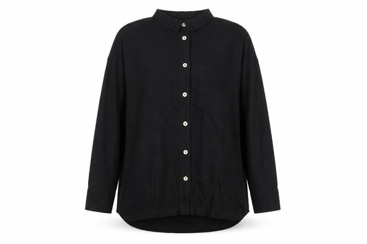 Womens UK Size L Preworn Black Basic Button-Up