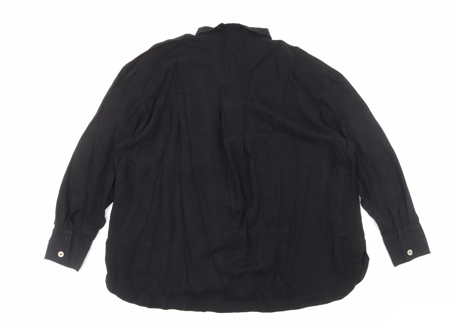 Womens UK Size L Preworn Black Basic Button-Up