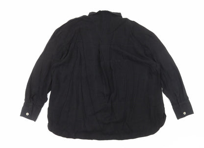 Womens UK Size L Preworn Black Basic Button-Up