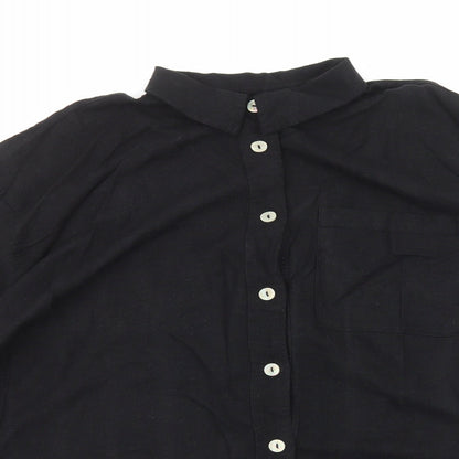 Womens UK Size L Preworn Black Basic Button-Up