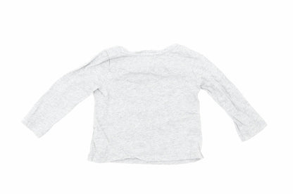Gap Girls Grey Cotton Basic T-Shirt Size 12-18 Months Round Neck Pullover - Unicorn Print