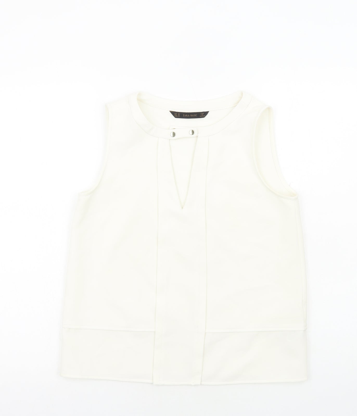 Womens UK Size XS Zara Ivory Basic Tank