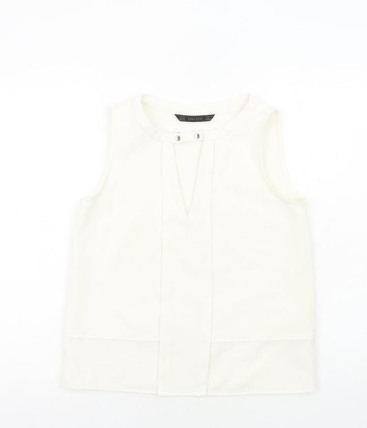 Womens UK Size XS Zara Ivory Basic Tank