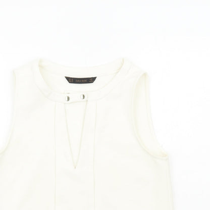 Womens UK Size XS Zara Ivory Basic Tank