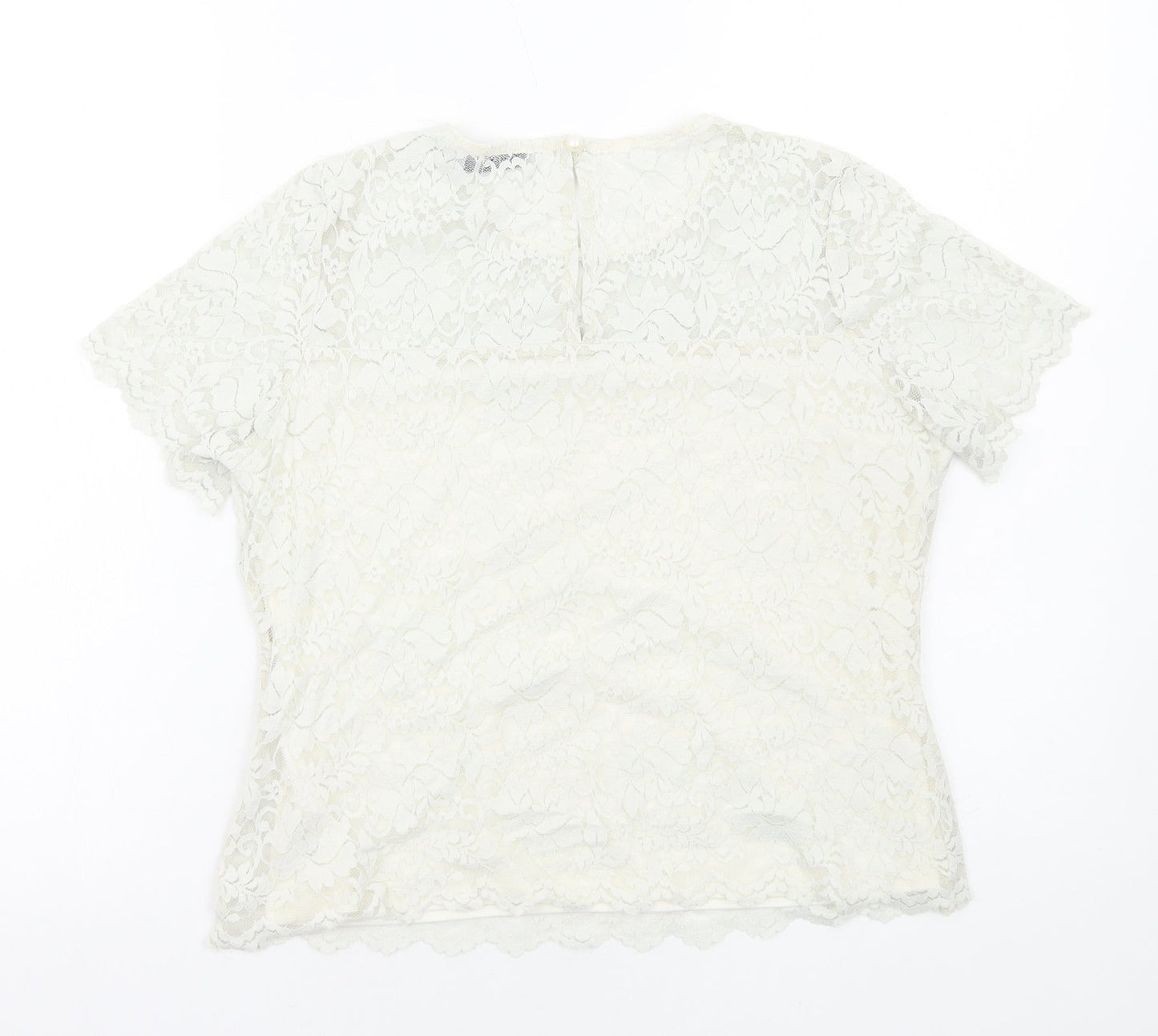 Womens UK Size L Oasis White Basic T-Shirt