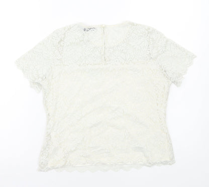 Womens UK Size L Oasis White Basic T-Shirt