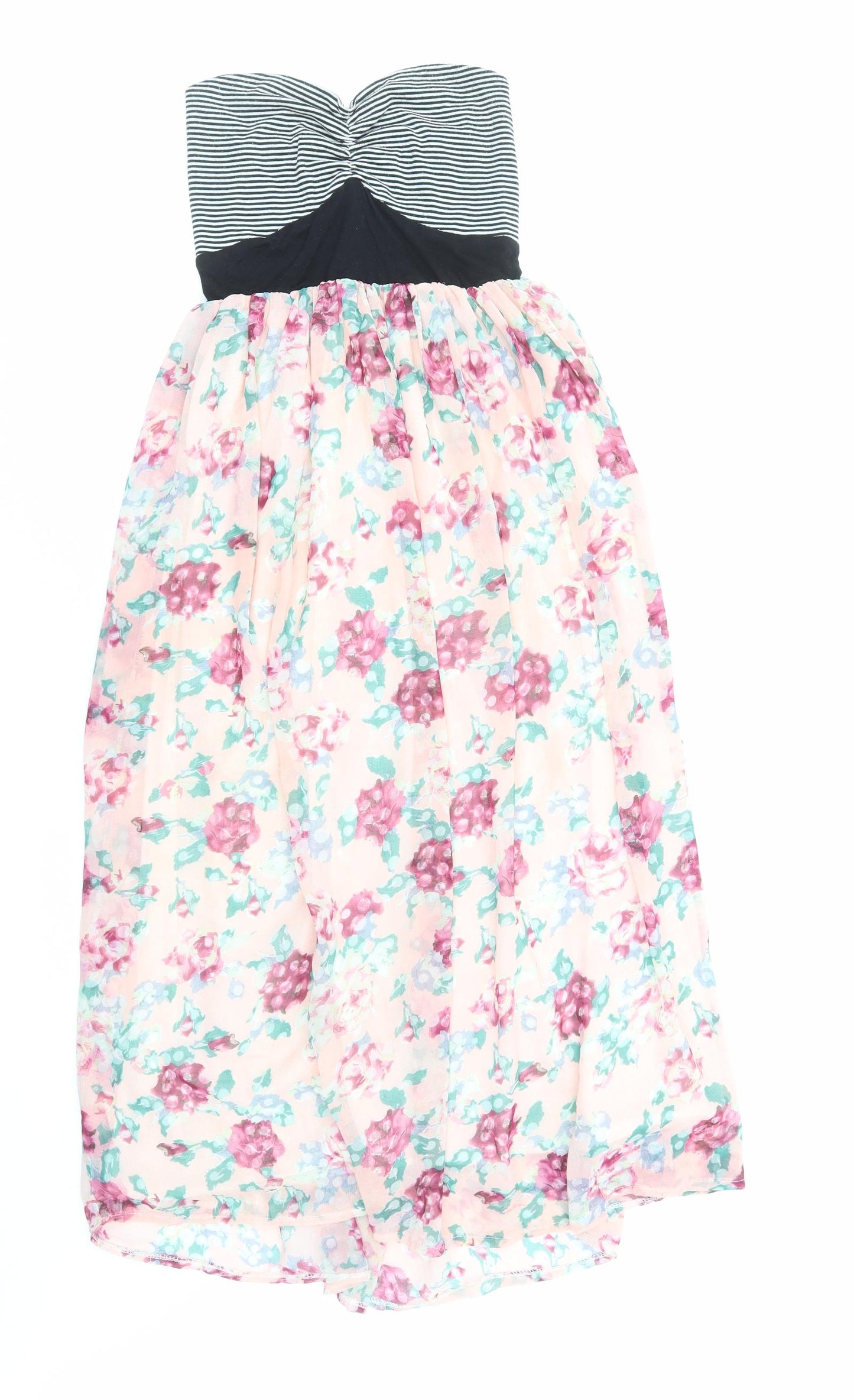 TU Womens Multicoloured Floral Polyester A-Line Size M Sweetheart Pullover - Shirred Back