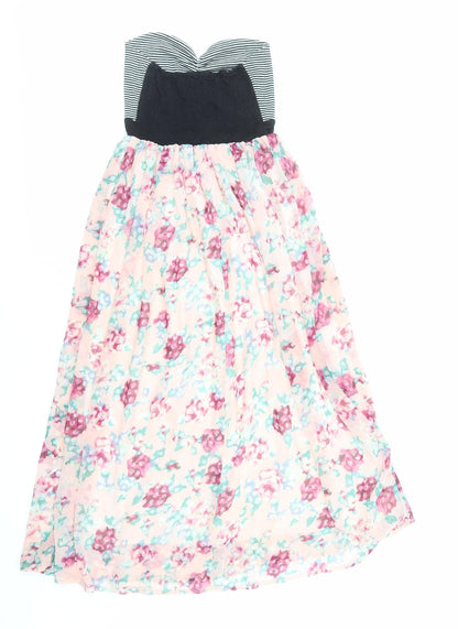 TU Womens Multicoloured Floral Polyester A-Line Size M Sweetheart Pullover - Shirred Back