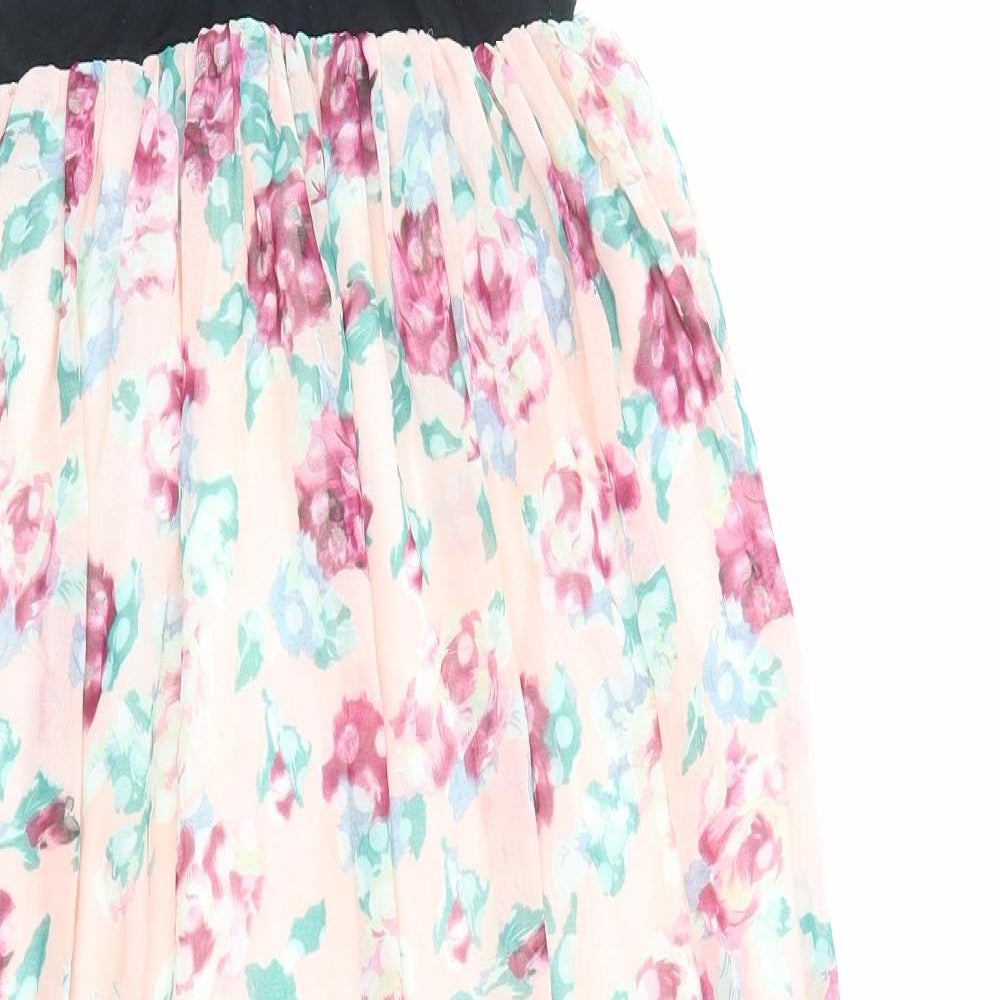 TU Womens Multicoloured Floral Polyester A-Line Size M Sweetheart Pullover - Shirred Back