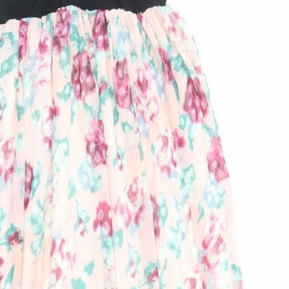 TU Womens Multicoloured Floral Polyester A-Line Size M Sweetheart Pullover - Shirred Back