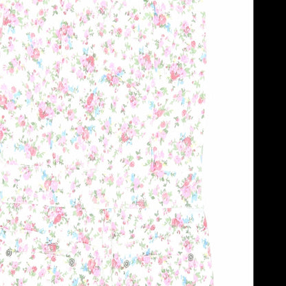 Yes Yes Womens White Floral Cotton Playsuit One-Piece Size 10 Button