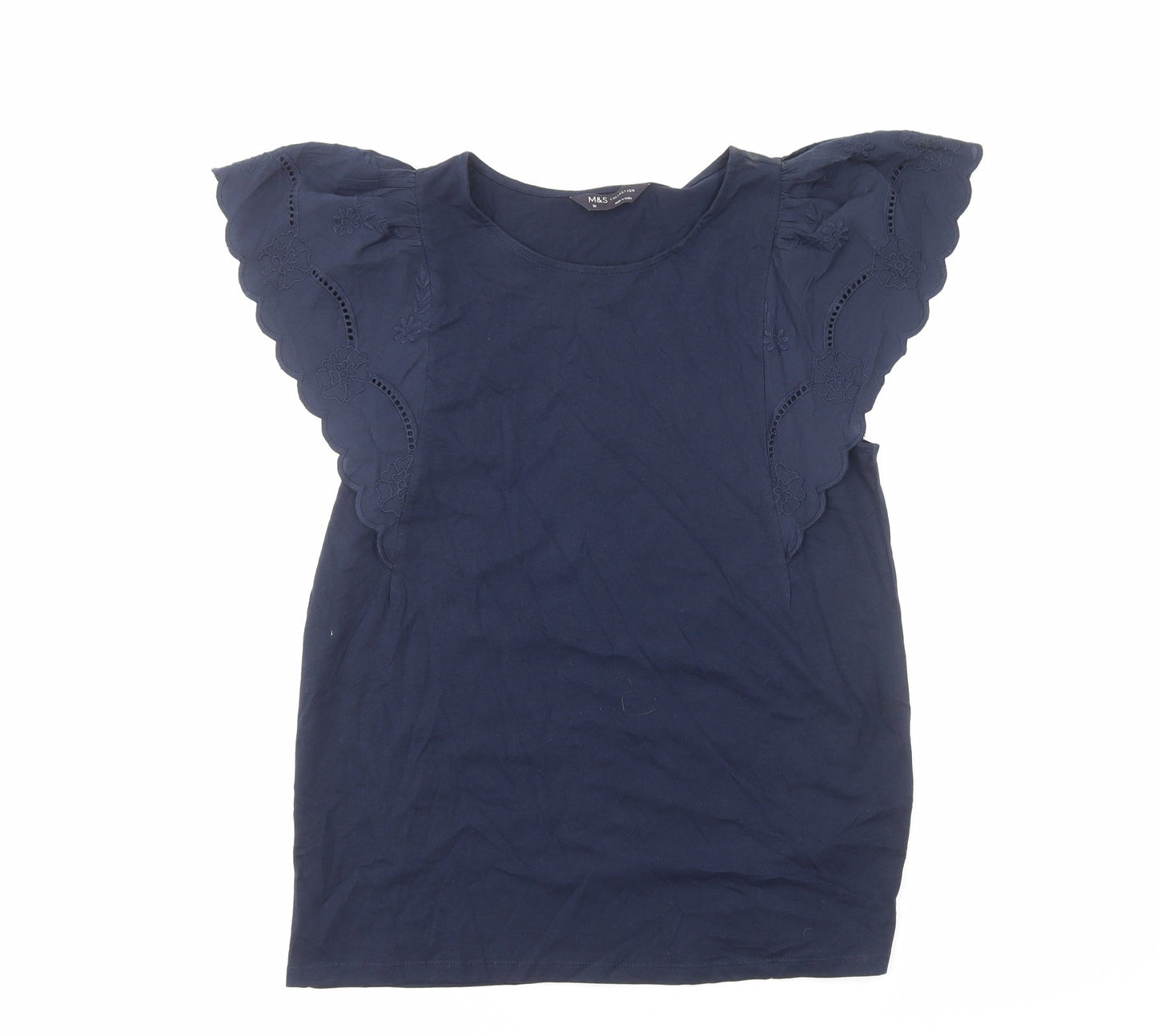 Marks and Spencer Womens Blue Viscose Basic Tank Size 10 Scoop Neck