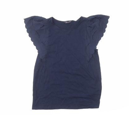 Marks and Spencer Womens Blue Viscose Basic Tank Size 10 Scoop Neck