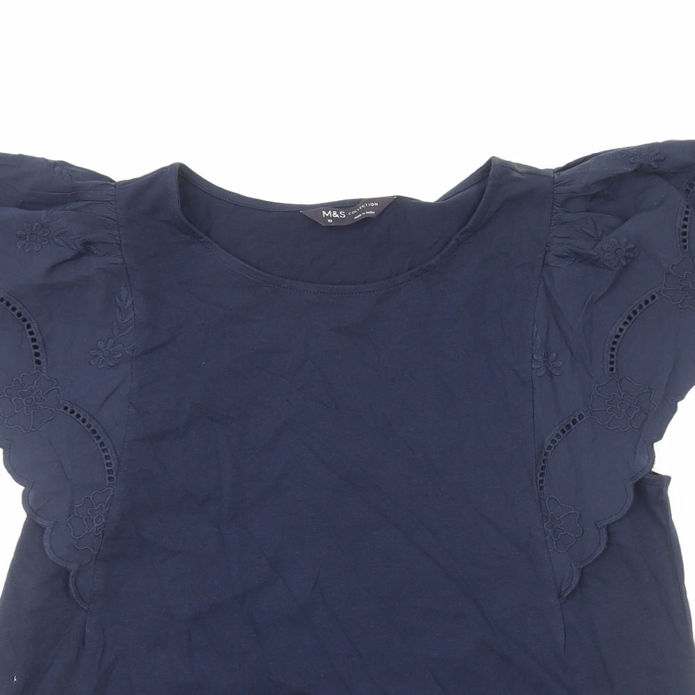 Marks and Spencer Womens Blue Viscose Basic Tank Size 10 Scoop Neck