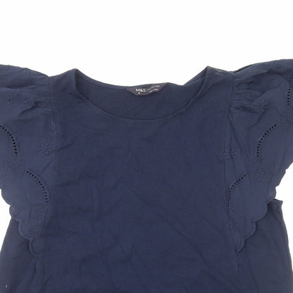 Marks and Spencer Womens Blue Viscose Basic Tank Size 10 Scoop Neck