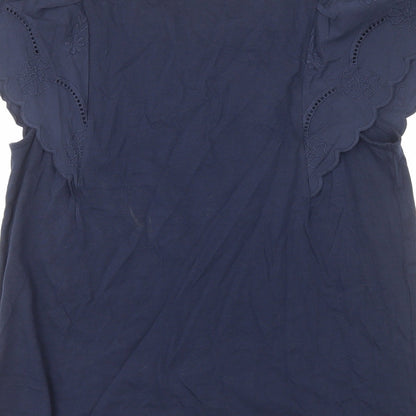 Marks and Spencer Womens Blue Viscose Basic Tank Size 10 Scoop Neck