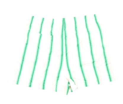 Marks and Spencer Womens White Striped Viscose Bermuda Shorts Size 22 Regular Drawstring