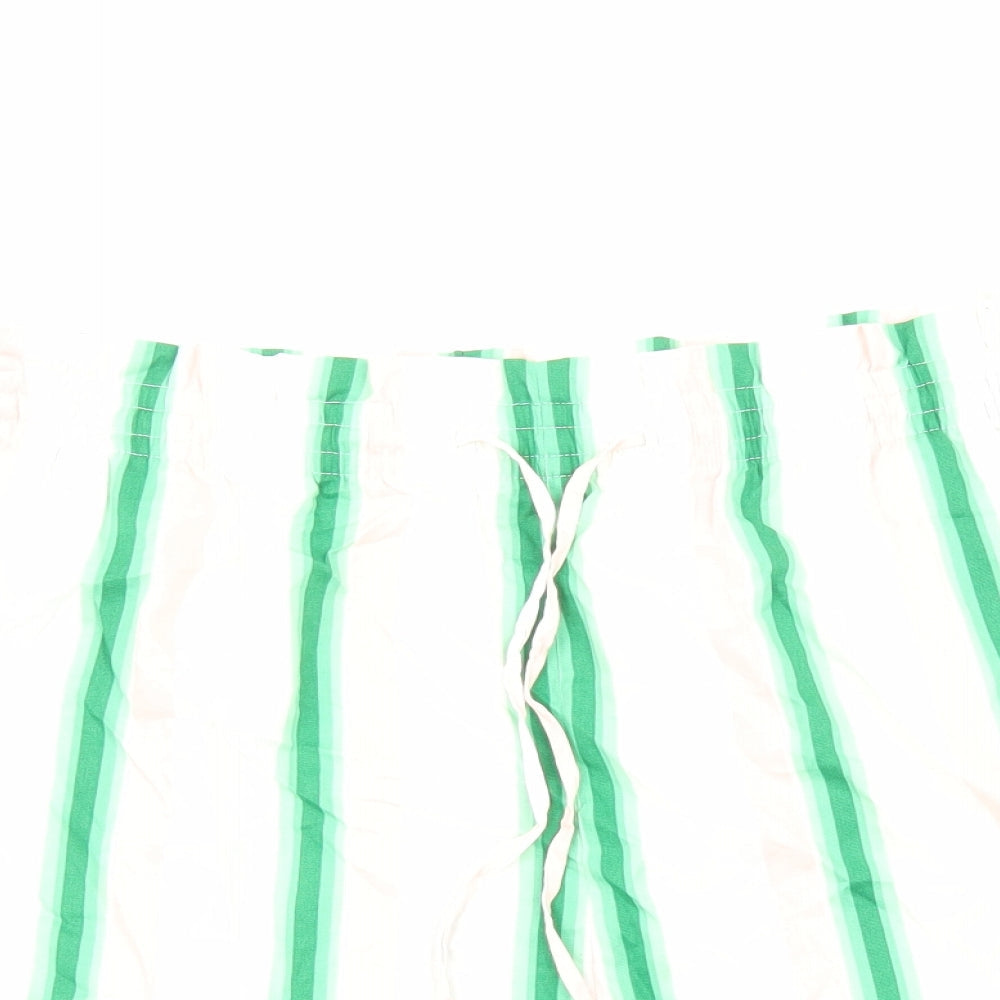 Marks and Spencer Womens White Striped Viscose Bermuda Shorts Size 22 Regular Drawstring