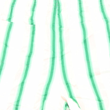 Marks and Spencer Womens White Striped Viscose Bermuda Shorts Size 22 Regular Drawstring