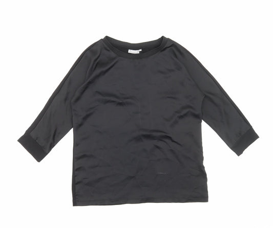 fransa Womens Black Polyester Basic Blouse Size XS Round Neck