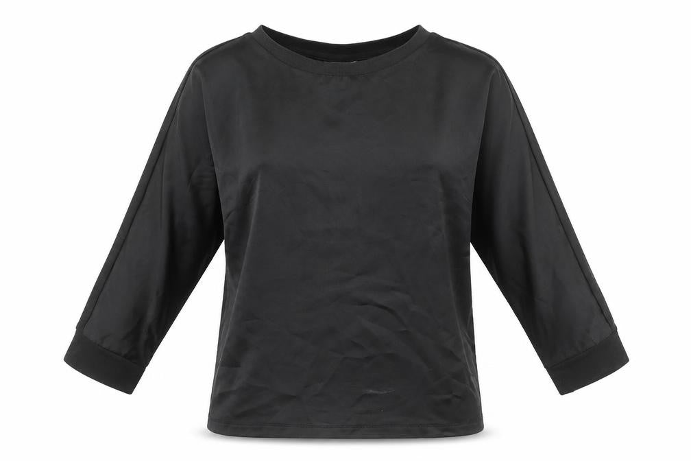 Fransa Womens Black Polyester Basic Blouse Size XS Round Neck
