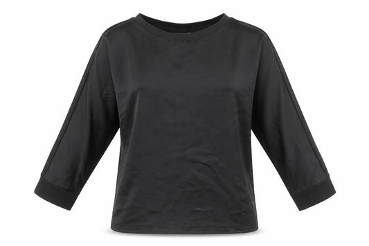 Fransa Womens Black Polyester Basic Blouse Size XS Round Neck