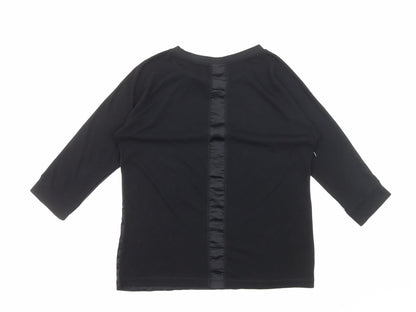 fransa Womens Black Polyester Basic Blouse Size XS Round Neck